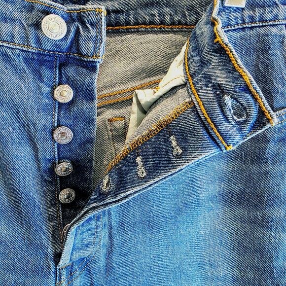 Levi's Premium 501 S Skinny Blue Jeans Button Fly 31x32 Distress Red Tab NEW $98 - Picture 10 of 16